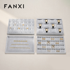 FANXI Wholesale Silver Gray Velvet Jewelry Display Tray