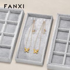 FANXI Wholesale Silver Gray Velvet Jewelry Display Tray