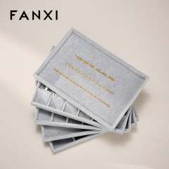 FANXI Wholesale Silver Gray Velvet Jewelry Display Tray