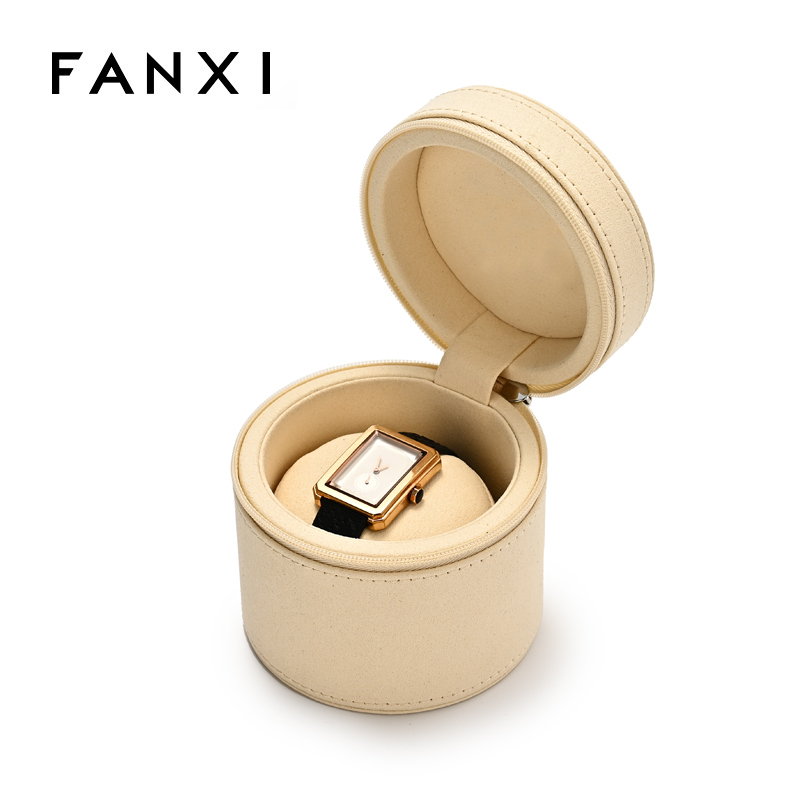 FANXI Custom Beige Green Microfiber Watch Boxes