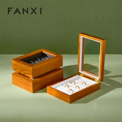 FANXI Luxury Solid Wood Metal Line Jewelry Box
