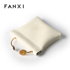 FANXI Custom White PU Leather Jewelry Pouch