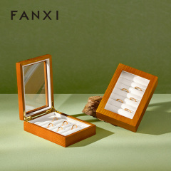 FANXI Luxury Solid Wood Metal Line Jewelry Box