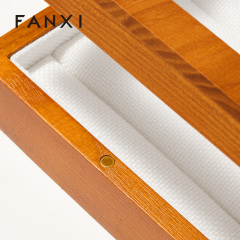 FANXI Luxury Solid Wood Metal Line Jewelry Box