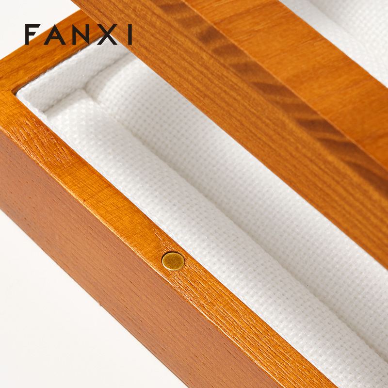 FANXI Luxury Solid Wood Metal Line Jewelry Box