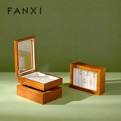 FANXI Luxury Solid Wood Metal Line Jewelry Box