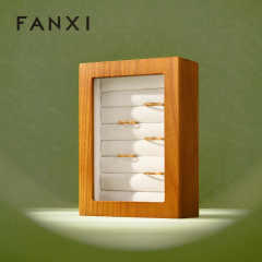 FANXI Luxury Solid Wood Metal Line Jewelry Box