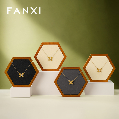 FANXI Fashion Polychrome Wooden Microfiber Jewelry Display Stand