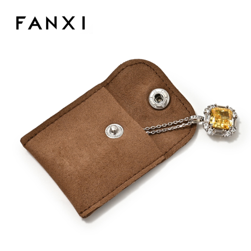 FANXI Custom brown high quality suede jewelry pouch