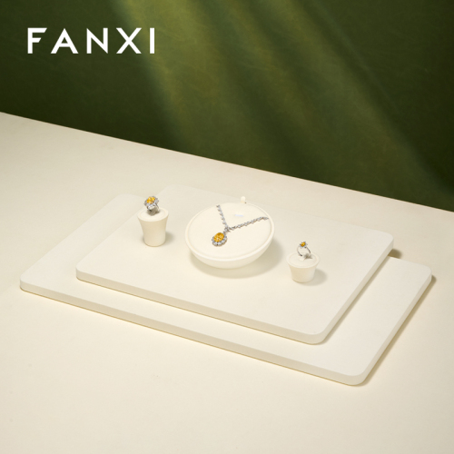 FANXI Luxury Beige Microfiber Jewelry Display Set