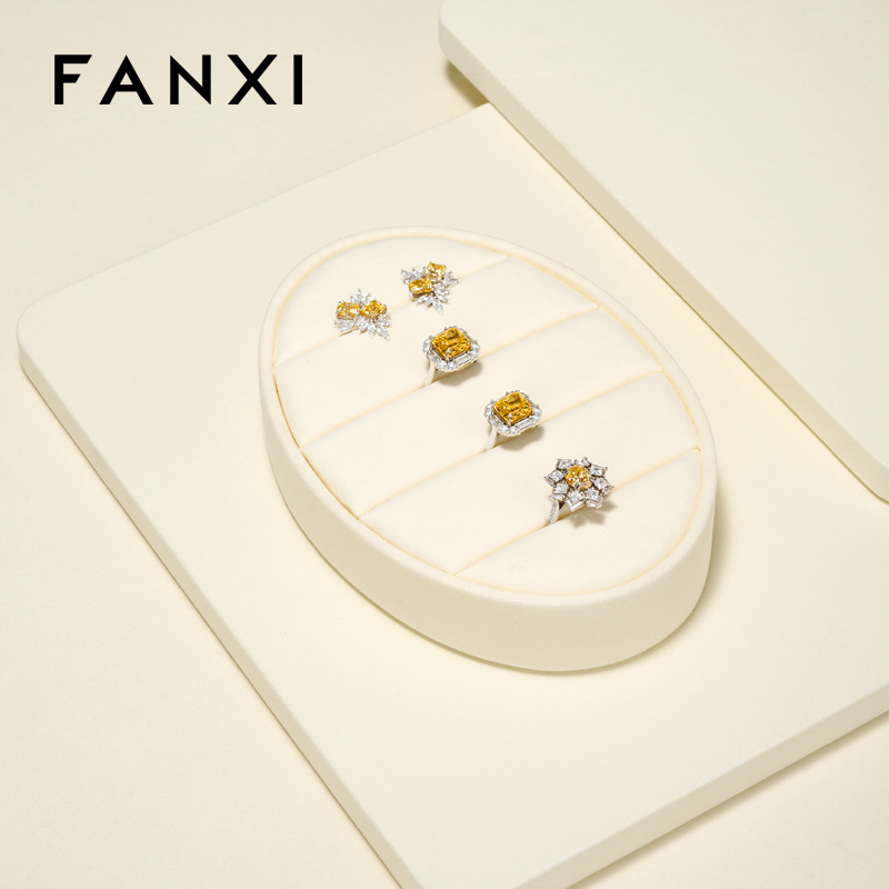 FANXI Luxury Beige Microfiber Jewelry Display Set