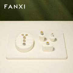FANXI Luxury Beige Microfiber Jewelry Display Set