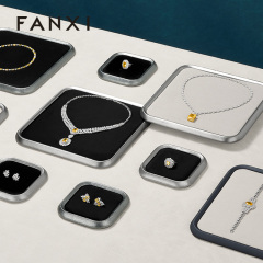 FANXI Fashion PU Leather Velvet Jewelry Display Plate