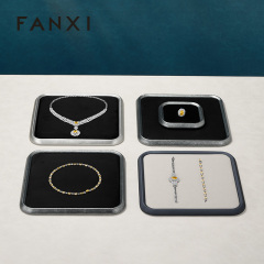 FANXI Fashion PU Leather Velvet Jewelry Display Plate
