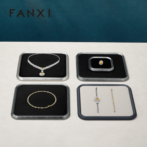 FANXI Fashion PU Leather Velvet Jewelry Display Plate
