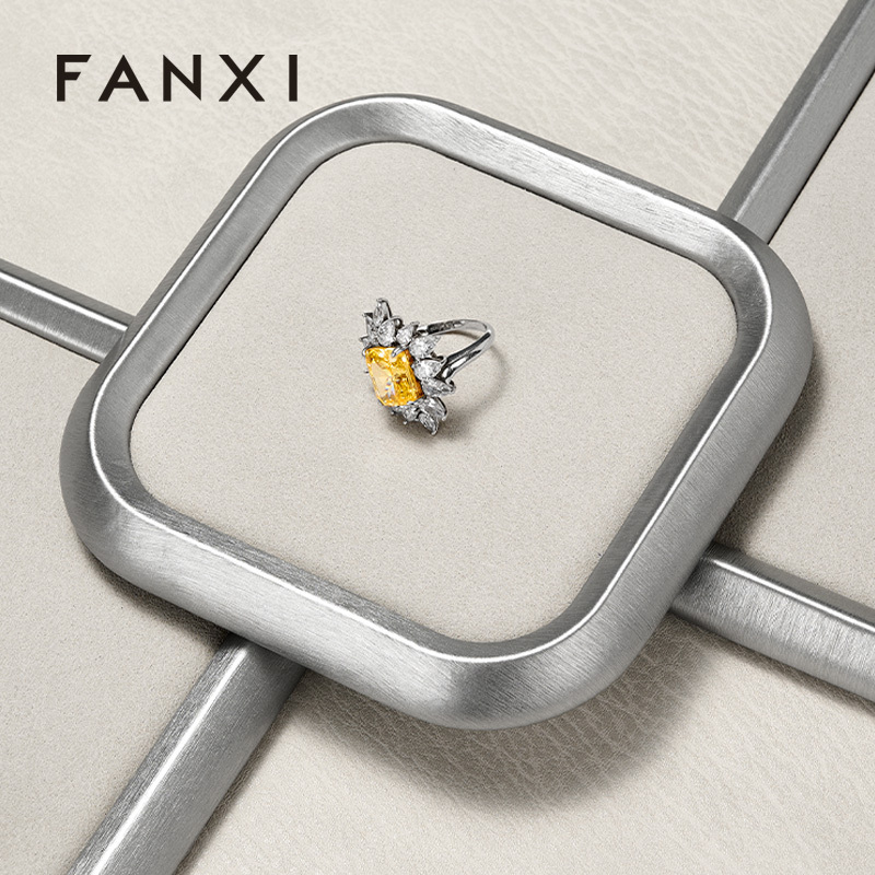 FANXI Fashion PU Leather Velvet Jewelry Display Plate