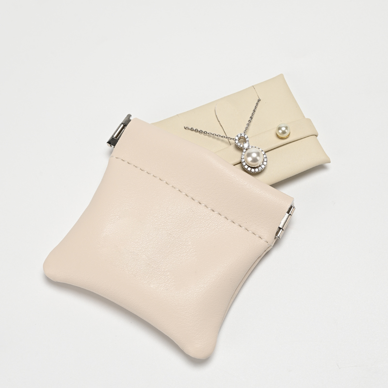 FANXI Custom Beige PU Leather Jewelry Pouch