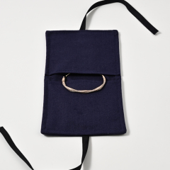 FANXI Custom Blue Linen Jewelry Pouch
