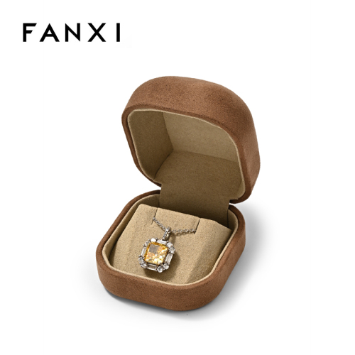 FANXI Custom Brown Suede Microfiber Jewelry Box