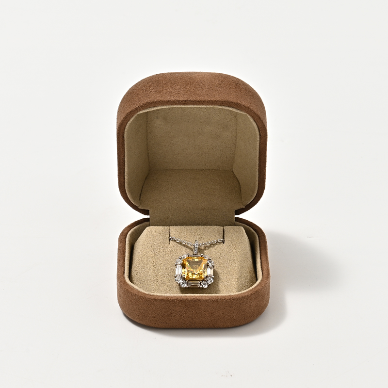 FANXI Custom Brown Suede Microfiber Jewelry Box