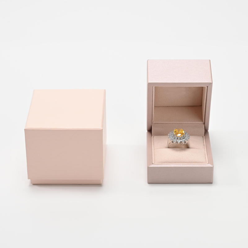 FANXI Custom Pink PU Leather Microfiber Ring Box