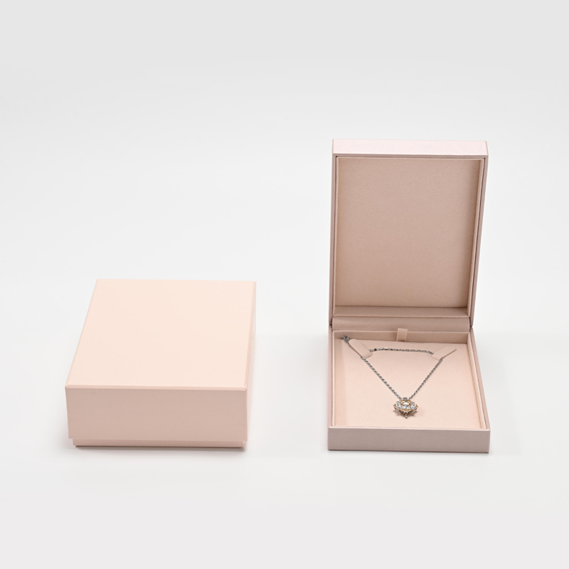 FANXI Custom Pink PU Leather Microfiber Necklace Box