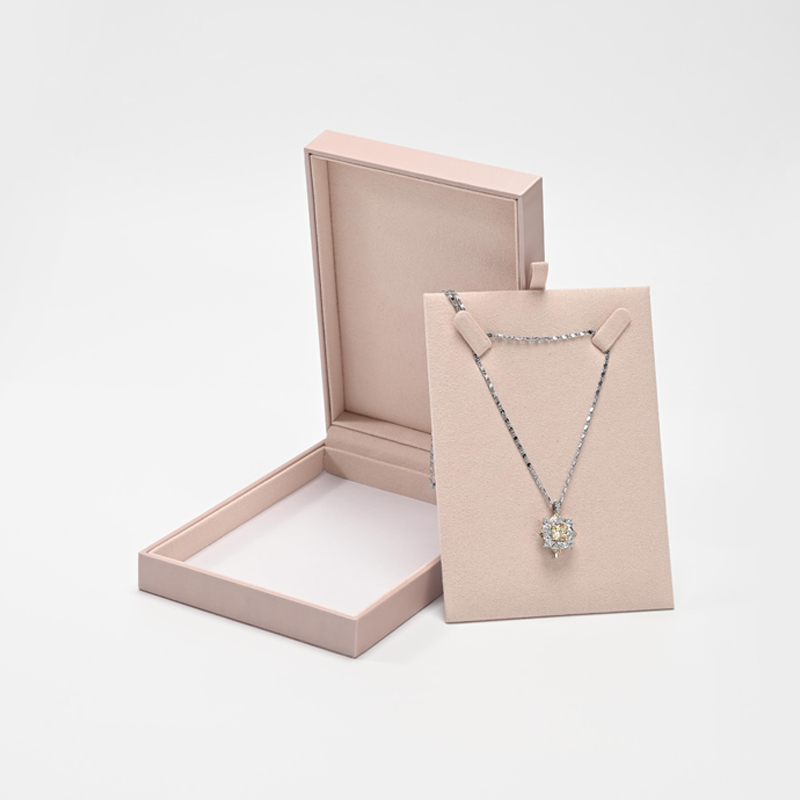 FANXI Custom Pink PU Leather Microfiber Necklace Box
