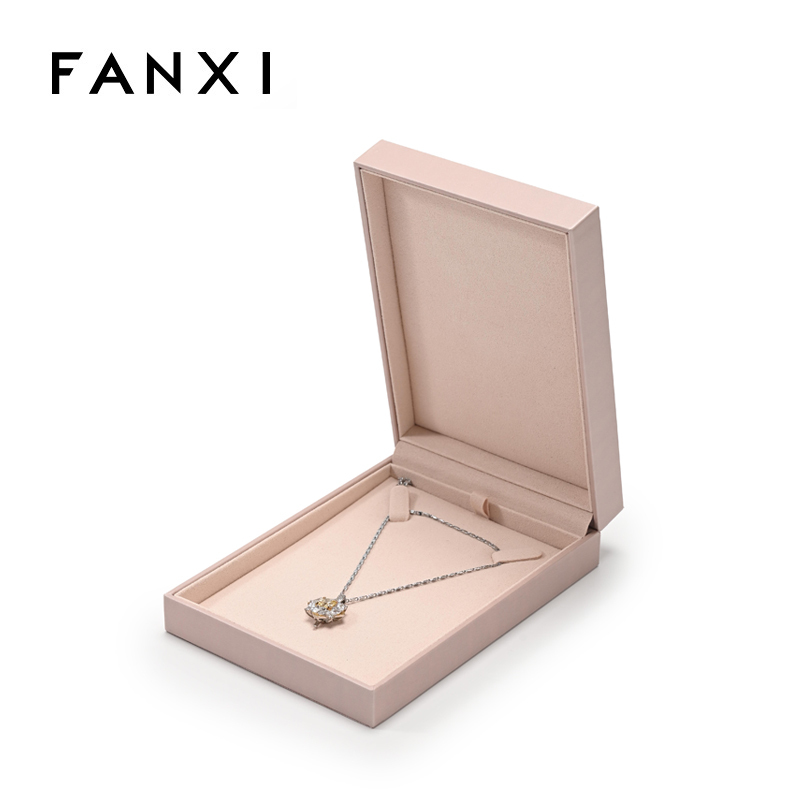 FANXI Custom Pink PU Leather Microfiber Necklace Box