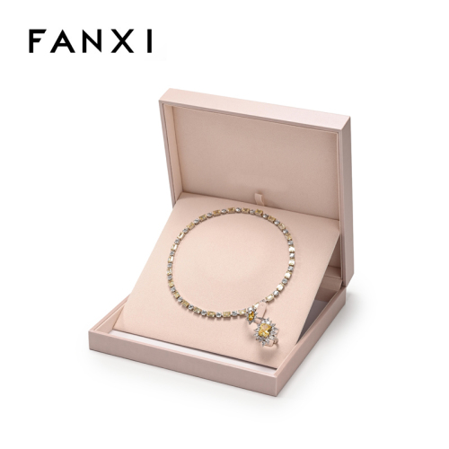 FANXI Custom Pink PU Leather Microfiber Jewelry Set Box