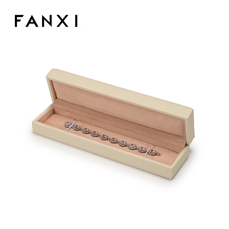 FANXI Custom Beige Leather Suede Chain Box