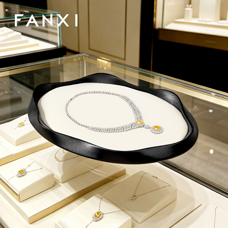 FANXI Luxury Polychrome Leather Microfiber Jewelry Tray