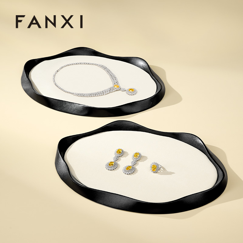 FANXI Luxury Polychrome Leather Microfiber Jewelry Tray