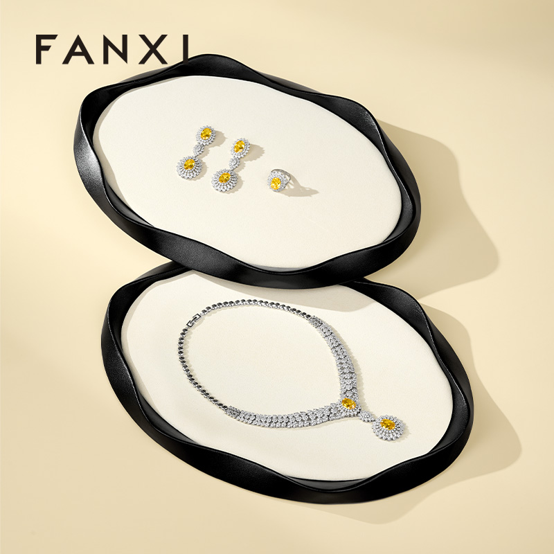 FANXI Luxury Polychrome Leather Microfiber Jewelry Tray