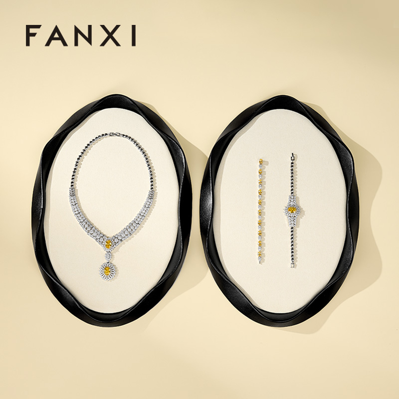 FANXI Luxury Polychrome Leather Microfiber Jewelry Tray