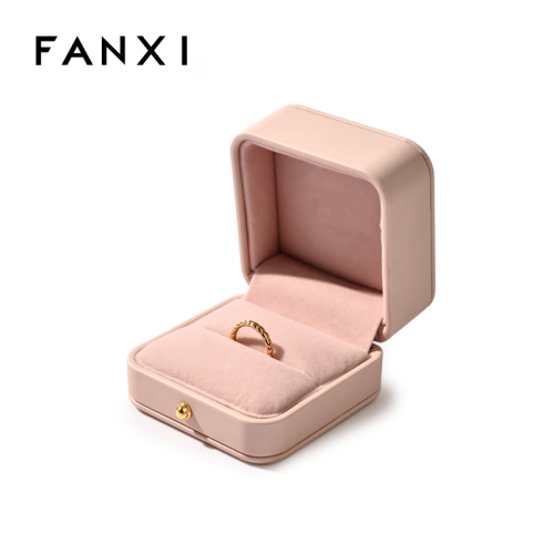 FANXI Custom Pink Pu Leather Velvet Ring Box