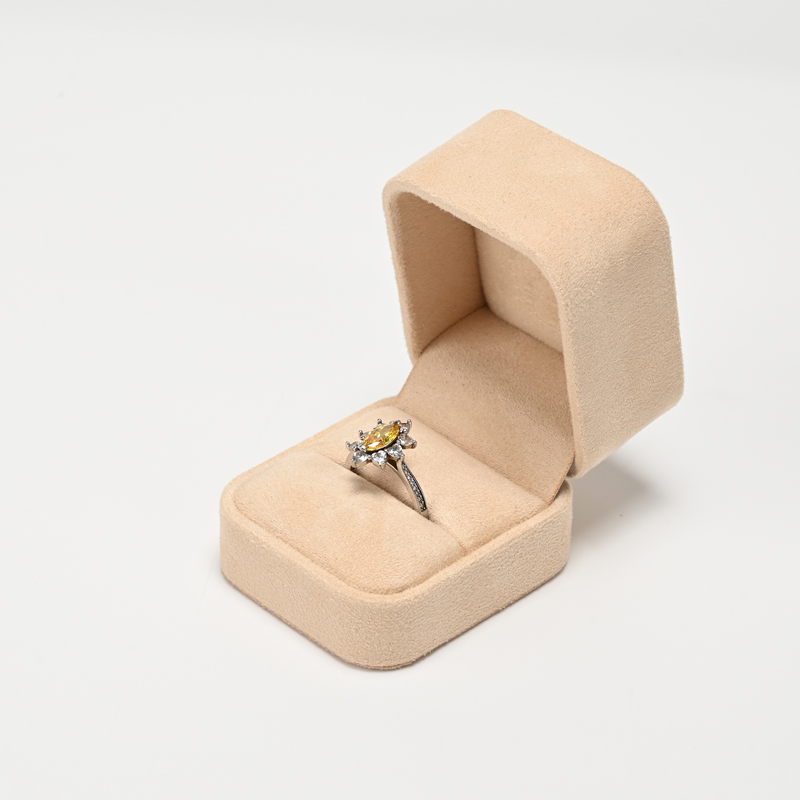 FANXI Custom Blue Beige Suede Ring Box