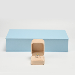 FANXI Custom Blue Beige Suede Ring Box