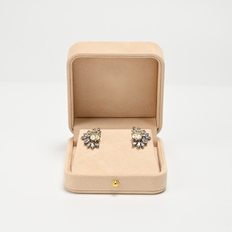 FANXI Custom Beige Suede Inside Outside Earring Box
