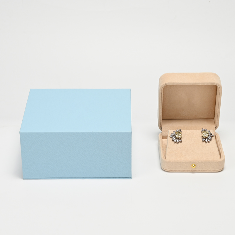 FANXI Custom Beige Suede Inside Outside Earring Box
