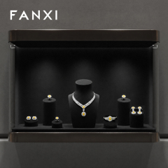 FANXI Luxury Black Microfiber Jewelry Display Set