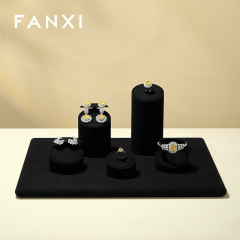 FANXI Luxury Black Microfiber Jewelry Display Set