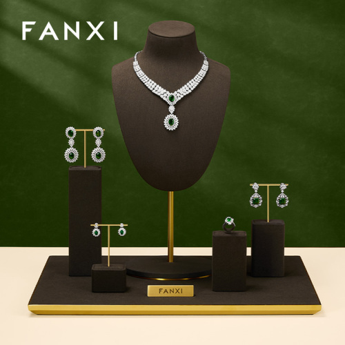 FANXI New design Brwon Metal Frame Jewelry Display Set