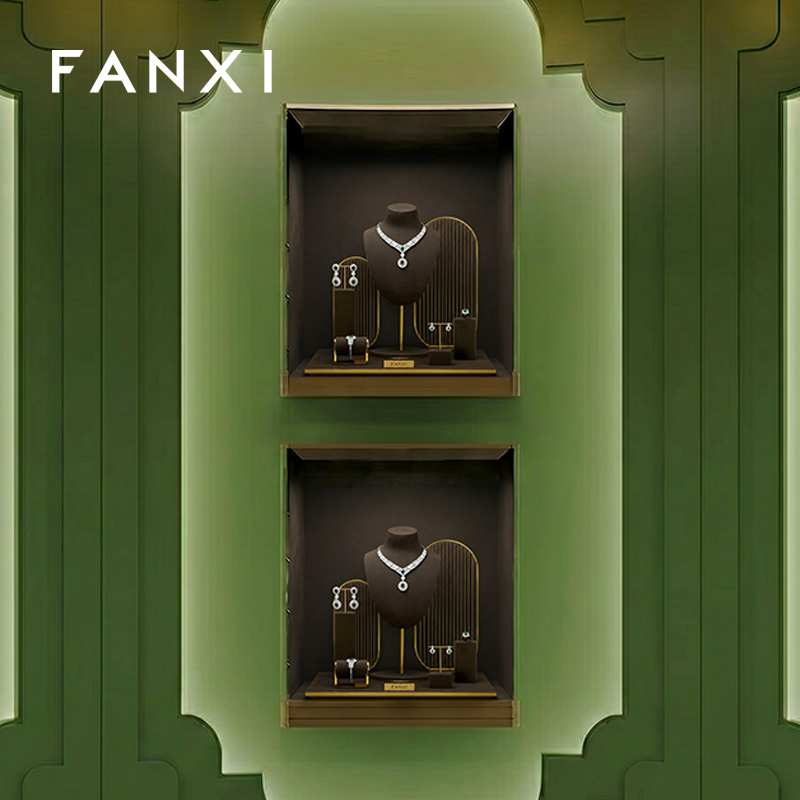 FANXI New design Brwon Metal Frame Jewelry Display Set