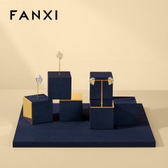 FANXI Luxury Polychrome Velvet Metal Jewelry Dispaly Set
