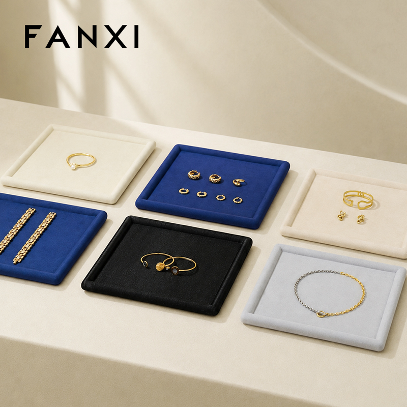 FANXI Luxury Polychrome Microfiber Jewelry Display Tray