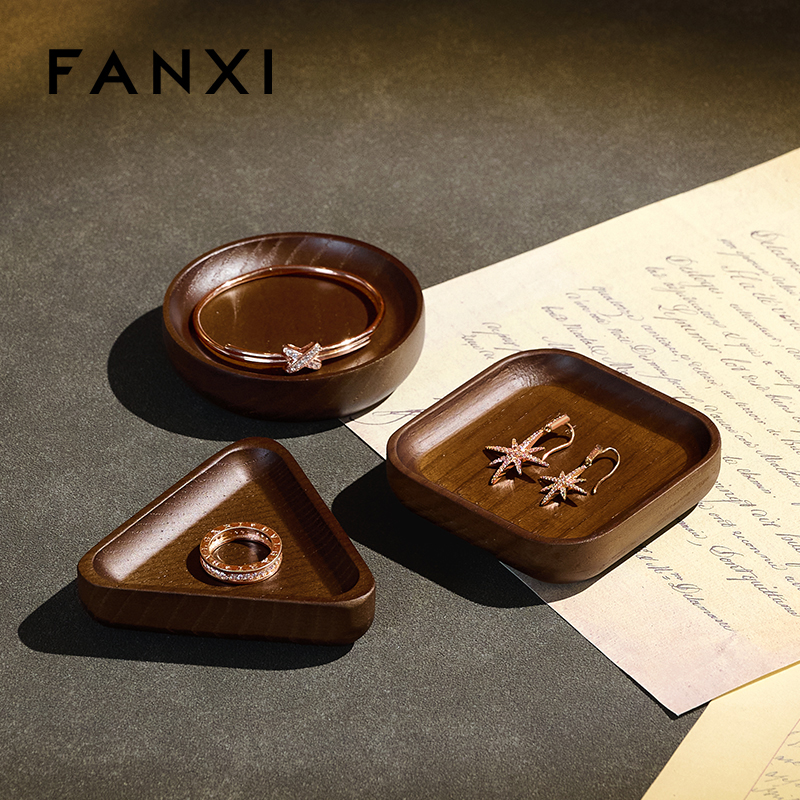 FANXI Fashion Wooden Wood Color Jewelry Display Tray