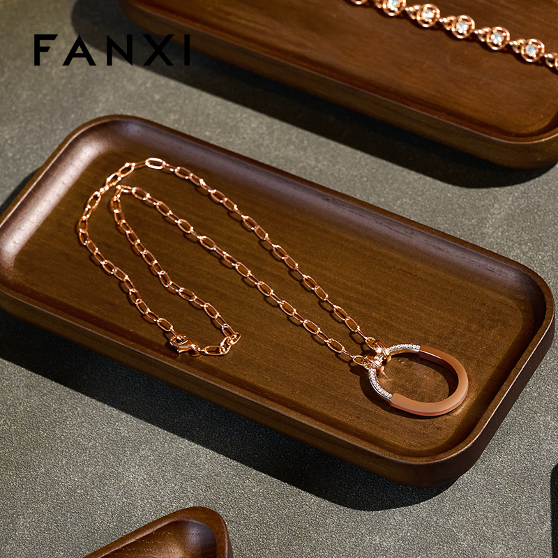 FANXI Fashion Wooden Wood Color Jewelry Display Tray