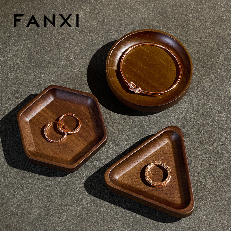 FANXI Fashion Wooden Wood Color Jewelry Display Tray
