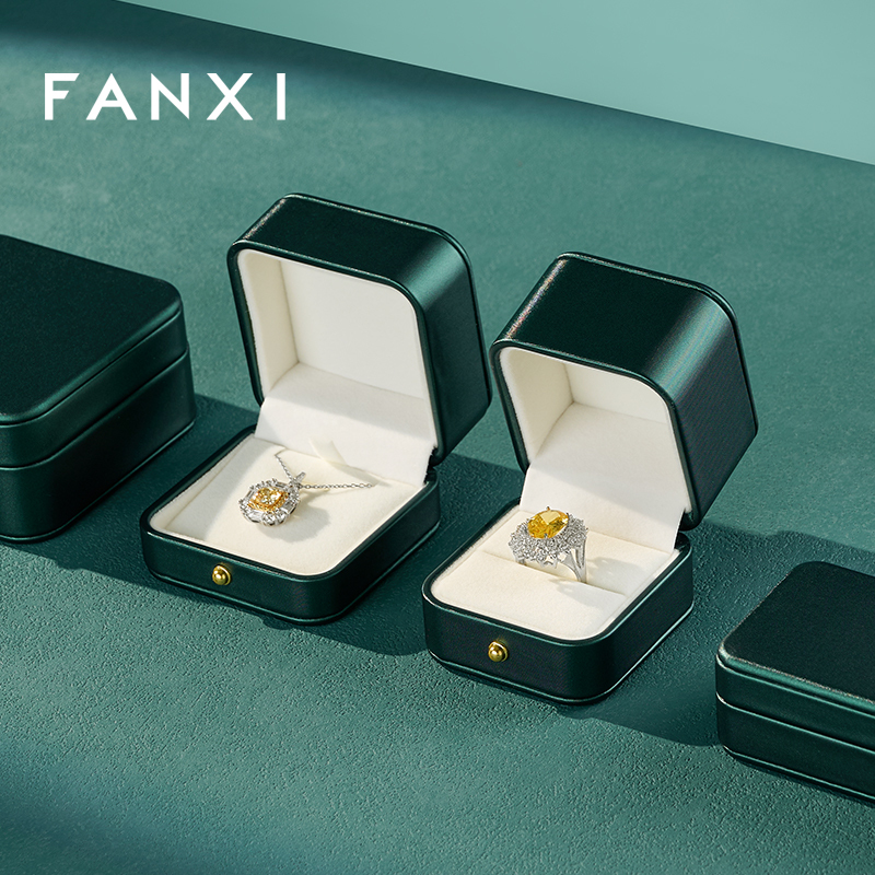 FANXI Hot Sale Green Leather Jewelry Box Series