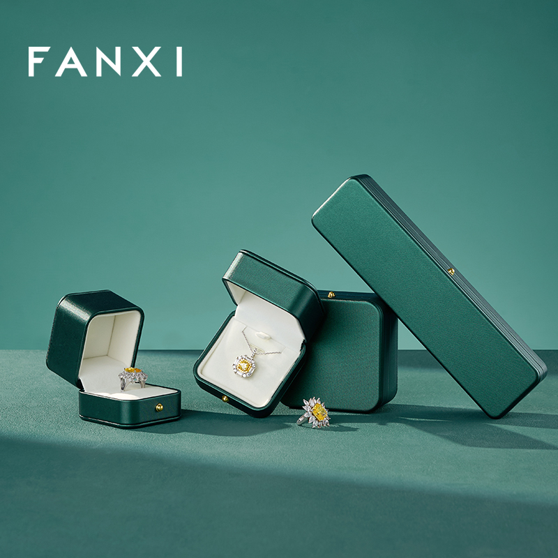 FANXI Hot Sale Green Leather Jewelry Box Series